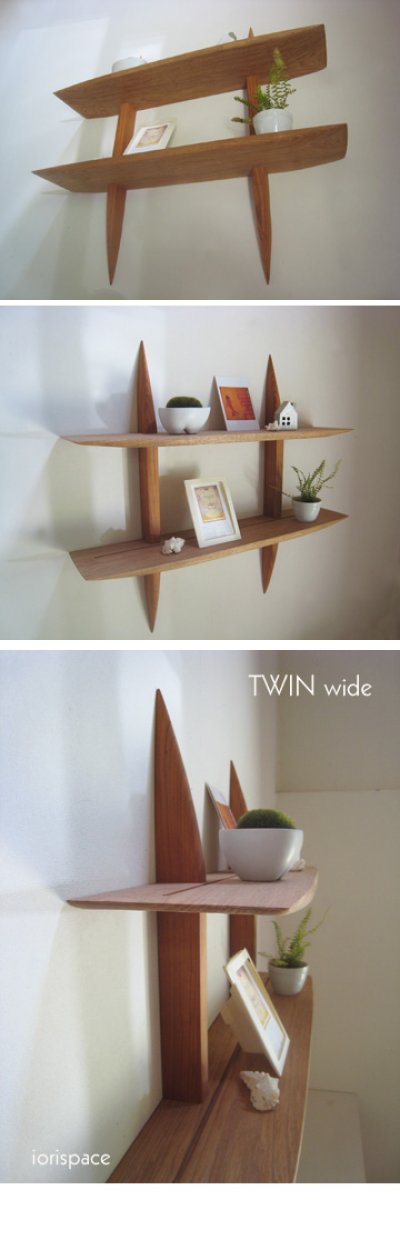 画像3: 【送料無料】木製壁掛棚/ウォールシェルフ/"TWIN wide"ツイン ワイド