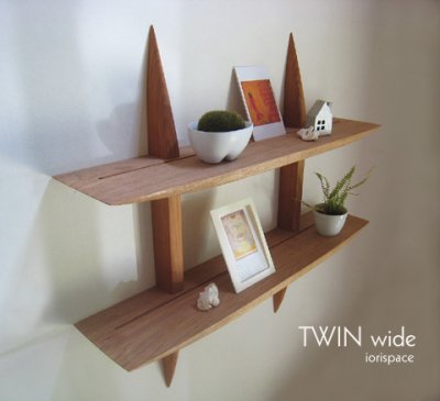 画像1: 【送料無料】木製壁掛棚/ウォールシェルフ/"TWIN wide"ツイン ワイド