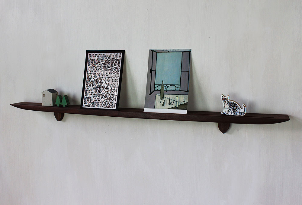 壁掛け棚【ライン７０ウォールナットゼロモデル】木製の壁掛け飾り棚