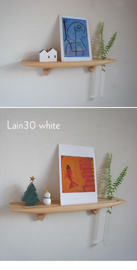 画像1: 壁掛け棚ＬＡＩＮ（ライン）３０ホワイト　スリムでコンパクト　一輪挿しにもなる 木製壁掛け飾り棚